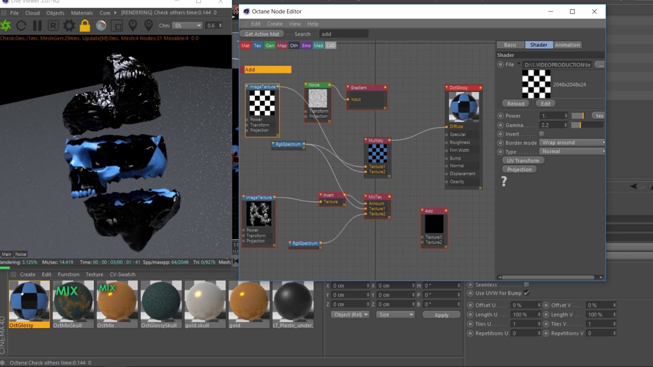 Урок по Octane render в  C4D (бронзовый материал)