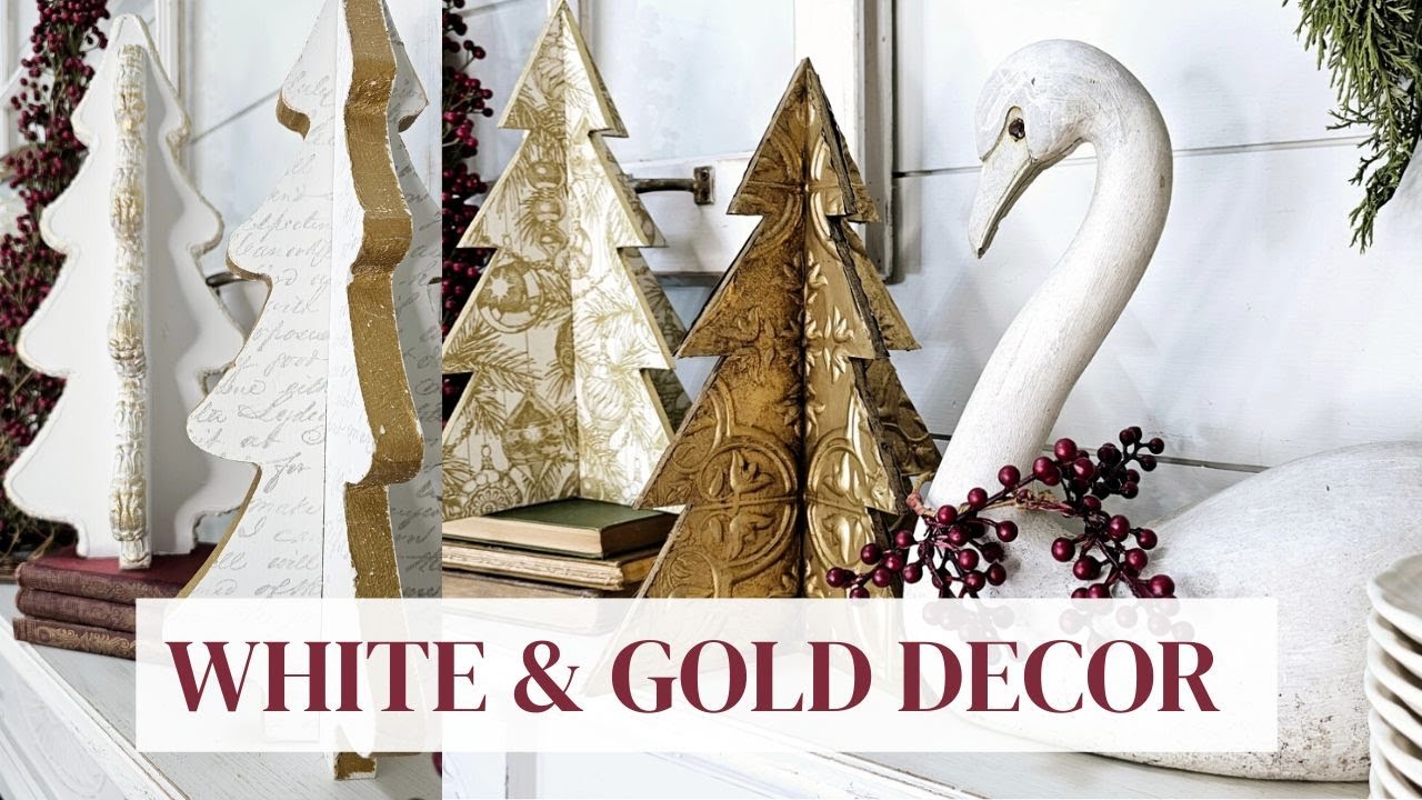 How to make White & Gold Christmas Decorations  •  DIY home decor  •  thrift flips