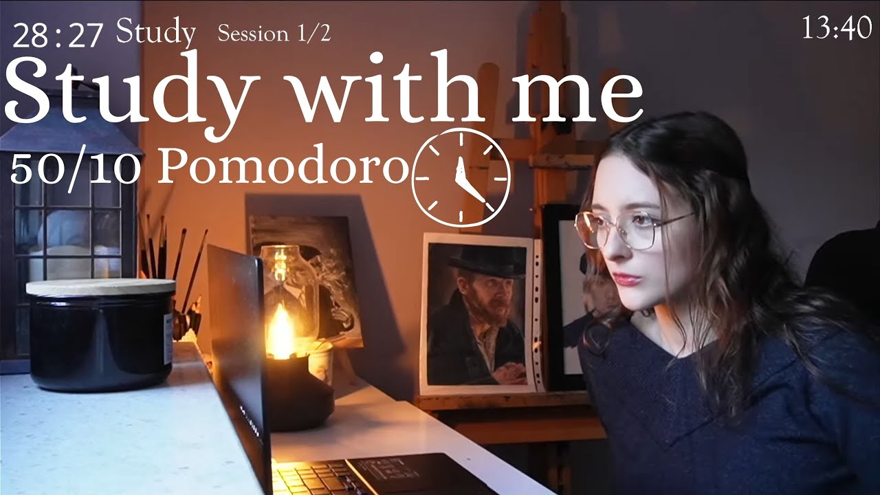 STUDY WITH ME LIVE ☕ (50/10 pomodoro) / 2 Hours / Fire crackling 🔥