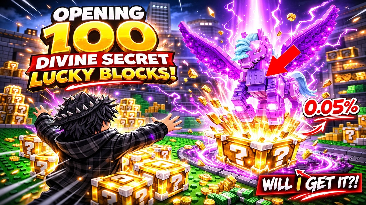 Opening 100 DIVINE SECRET Lucky Blocks Until I Get The Celestial Pegasus In Roblox Steal a Brainrot