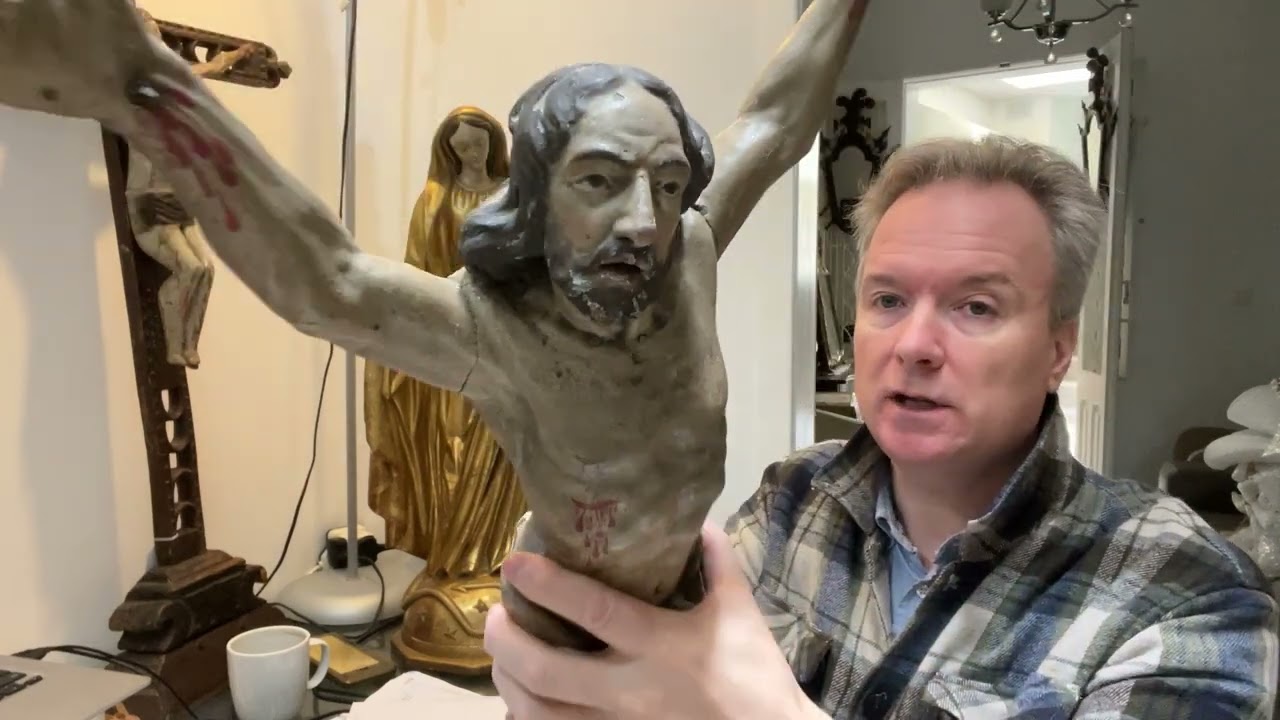 Antique large Corpus Christi carving solid carved wood carving From cross or crucifix Circa 1800