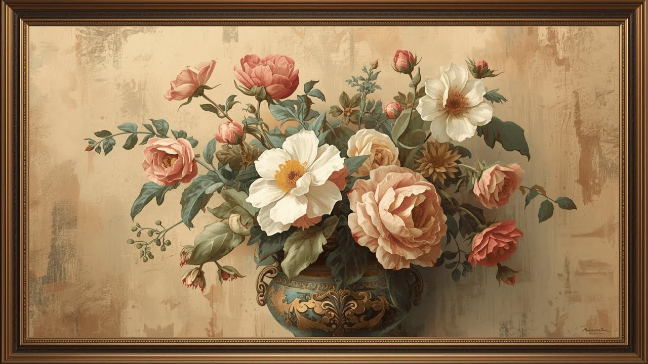 Vintage flowers | TV Art | Flowers Wallpaper | 2 Hours of Silent Art for Calm Spaces