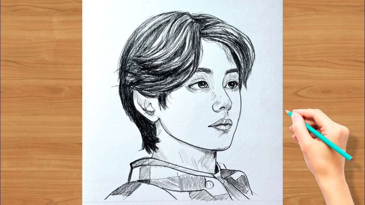Drawing  BTS Member Kim Taeyung Step by Step . #art #drawing 