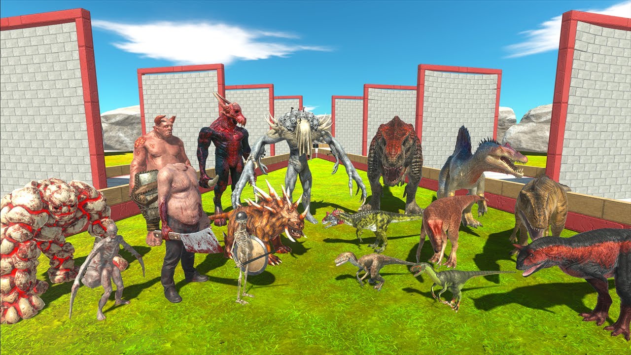 Racing To Knock Down The Wall Cannivore Dinosaurs VS Infernals - Animal Revolt Battle Simulator