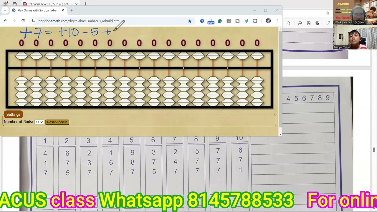 Abacus Classes Level 1: Improve Calculation & Brain Development | Adding 7 with Big & Small Friend