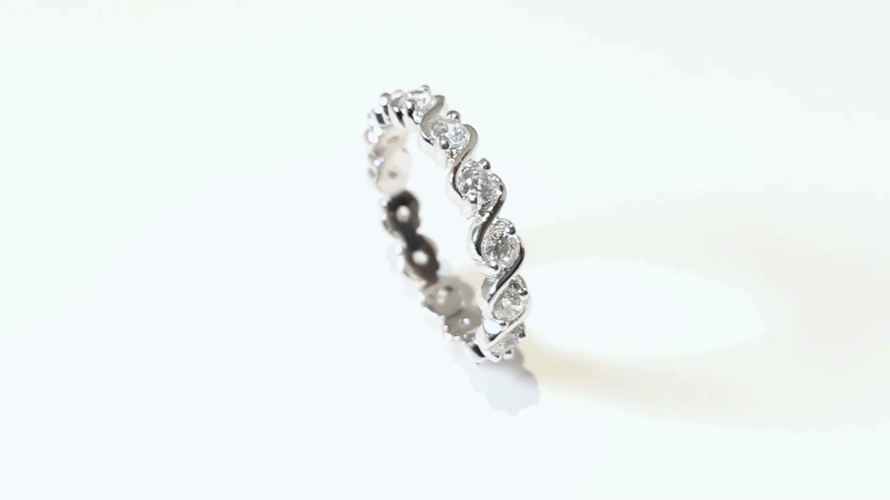 Sterling Silver Wave Tennis Eternity Band SBGR00364