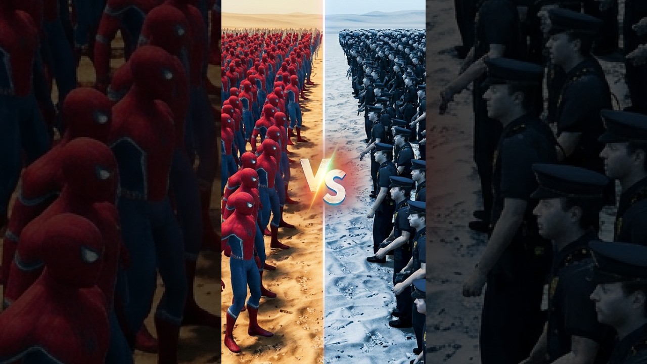 1,000 Spiderman VS 5,000 Police ! 😱 Who will win ? 🤔