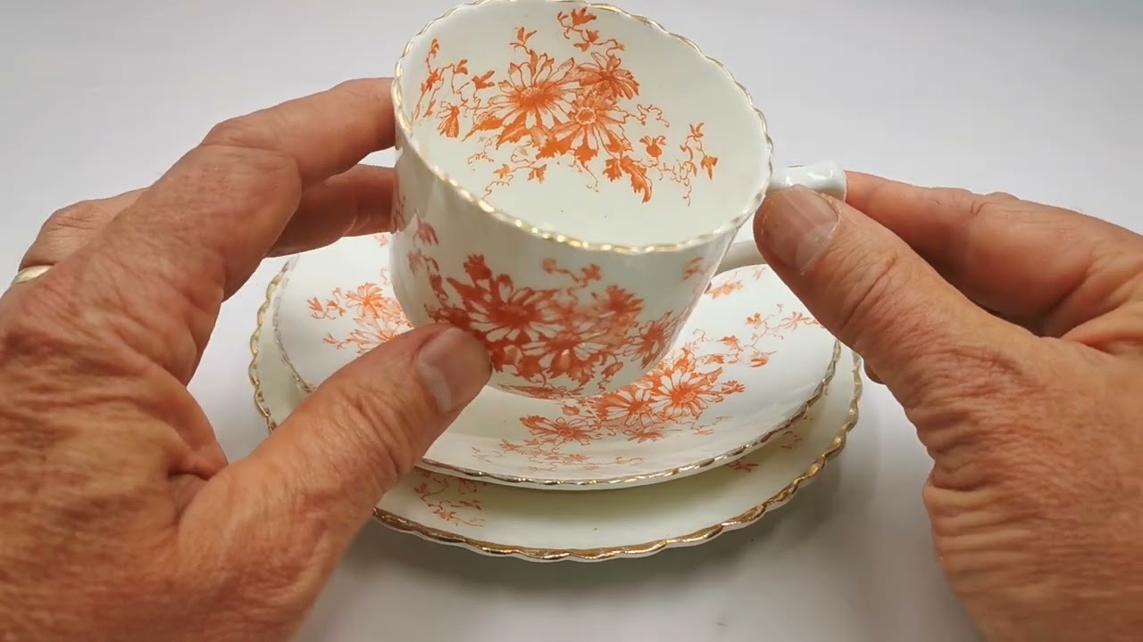 Antique Collingwood Brothers Animone 984 China Teacup, Saucer and Side Plate