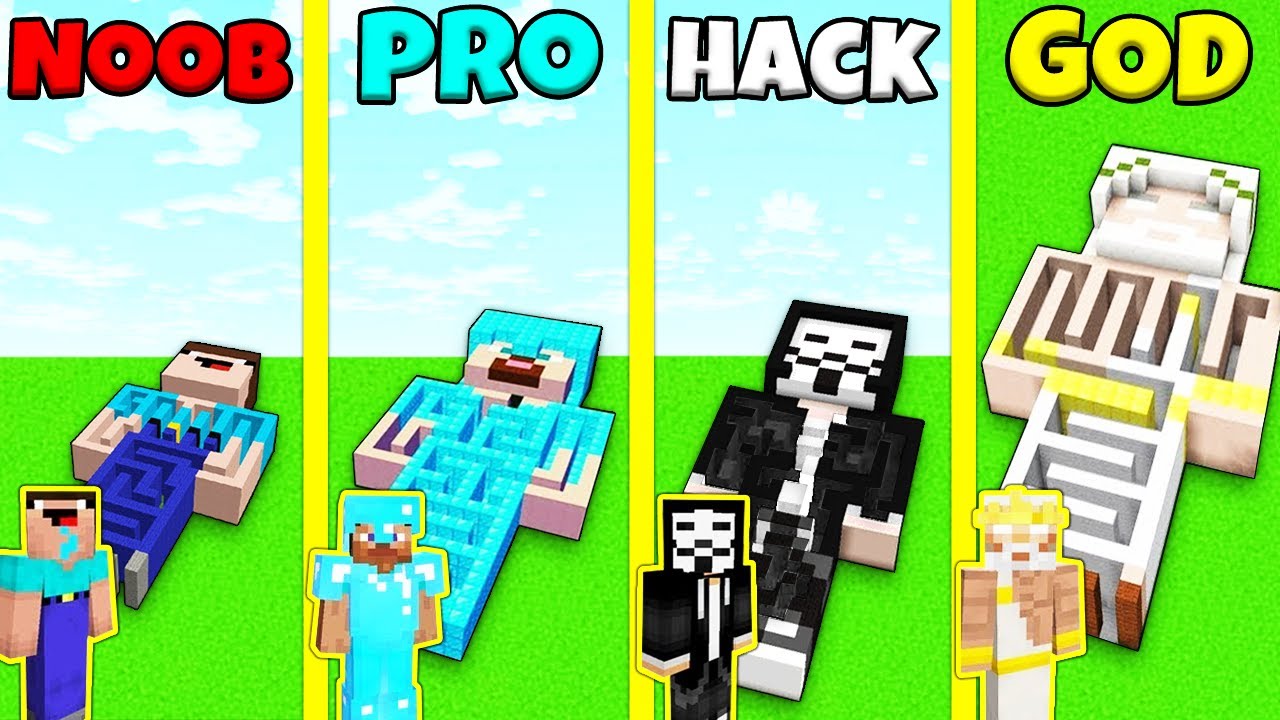 Minecraft Battle: STATUE MAZE BUILD CHALLENGE - NOOB vs PRO vs HACKER vs GOD / Animation