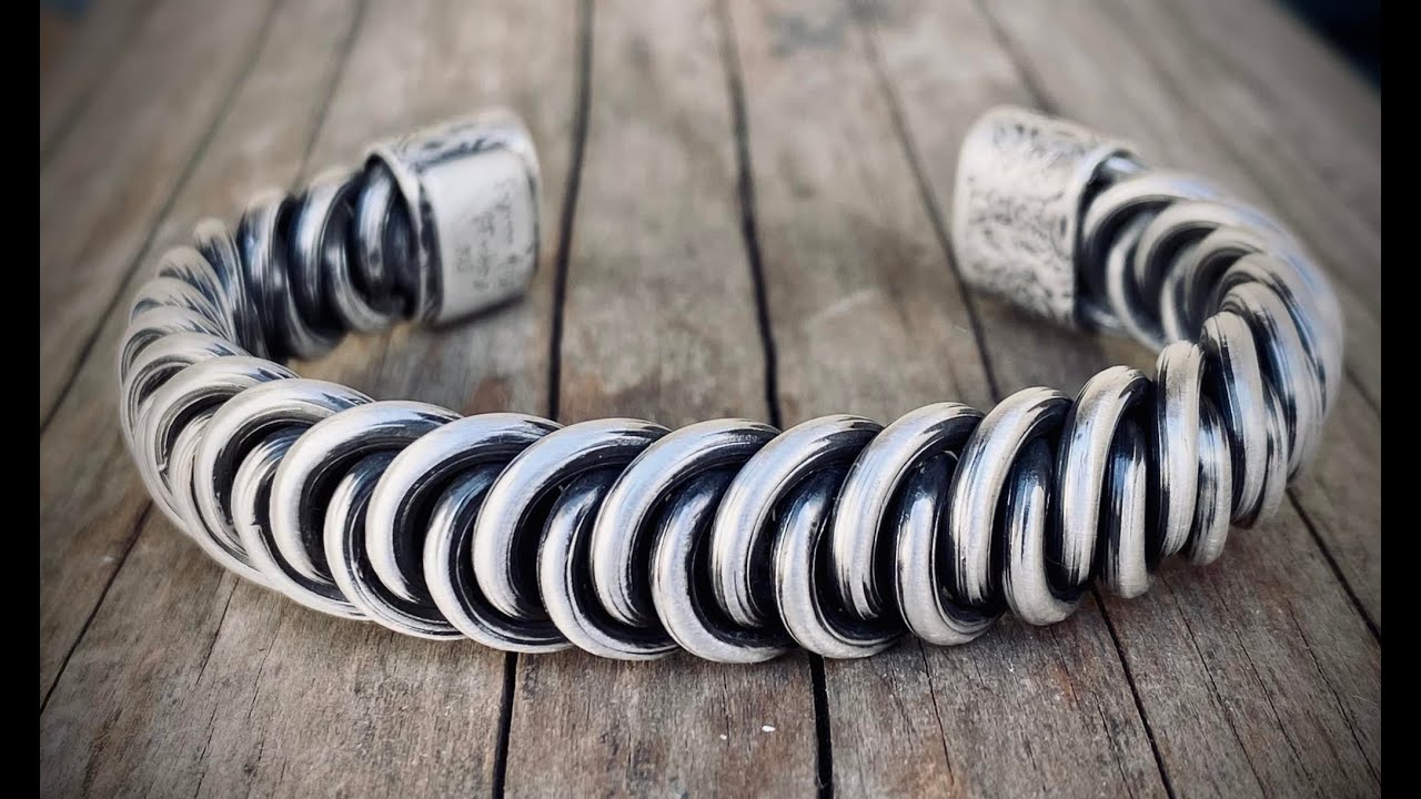 Double helix silver cuff bracelet
