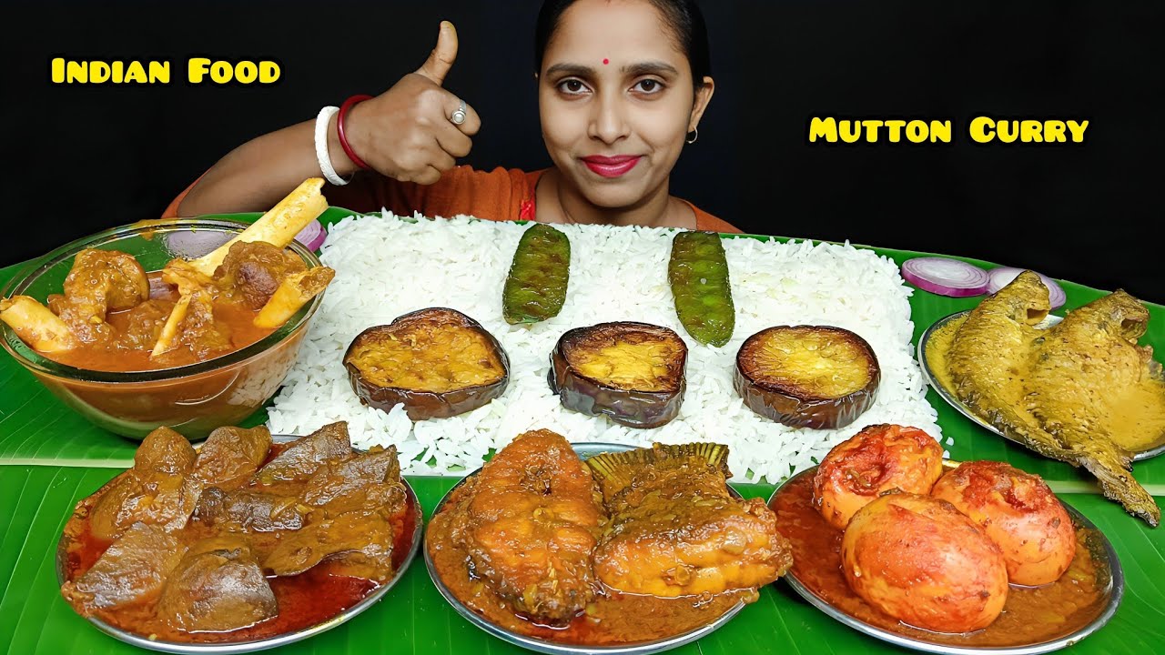 Asmr Eating Mutton Curry | Pabda Fish Curry | Katla Kalia | Chicken Liver Curry | Egg Curry | Rice