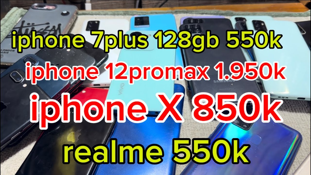 12-9-2025 iphone X 850k , iphone 12promax 1.950k , iphone 7plus 128gb 550k , realme 550k , oppo 700k