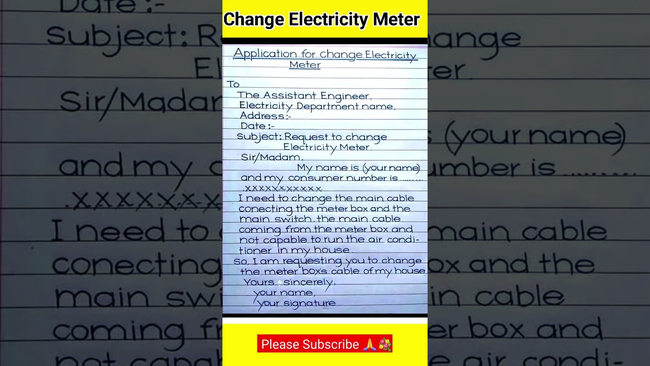 Application for change electricity meter | #letter #electronic #meter