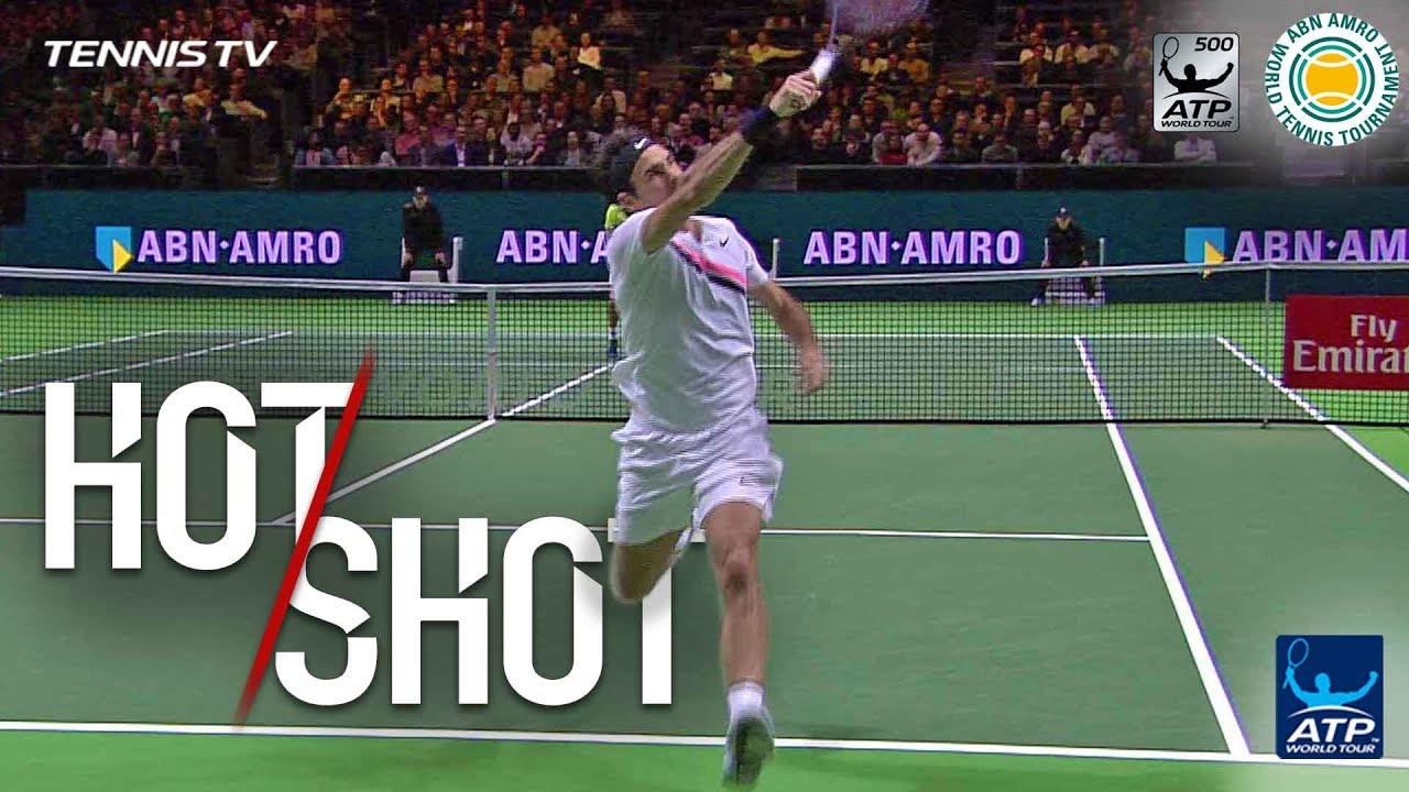 Federer Smacks Running Overhead Hot Shot Rotterdam 2018