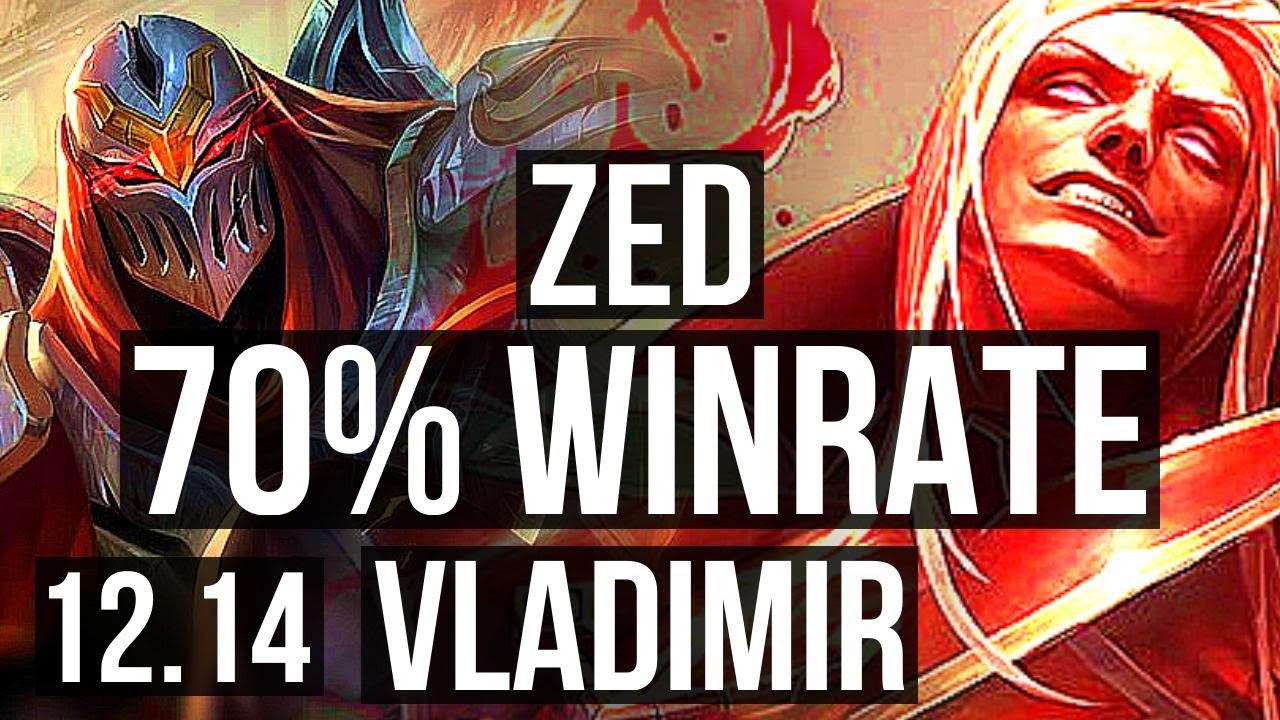 ZED vs VLAD (MID) | 12/0/1, 70% winrate, 7 solo kills, Legendary | EUW Diamond | 12.14