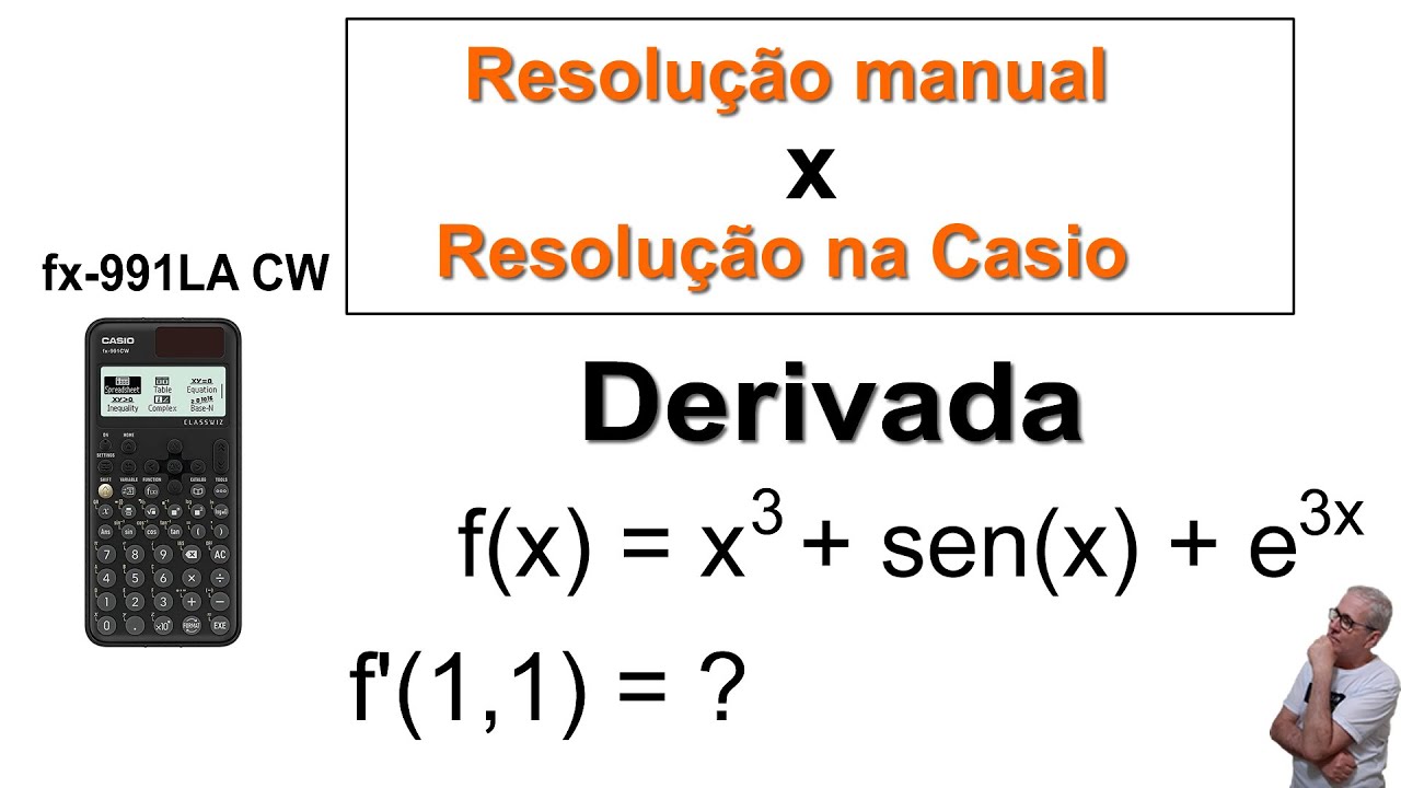 GRINGS ⚡DERIVADA na Calculadora Casio fx-991LA CW  x  resolução manual