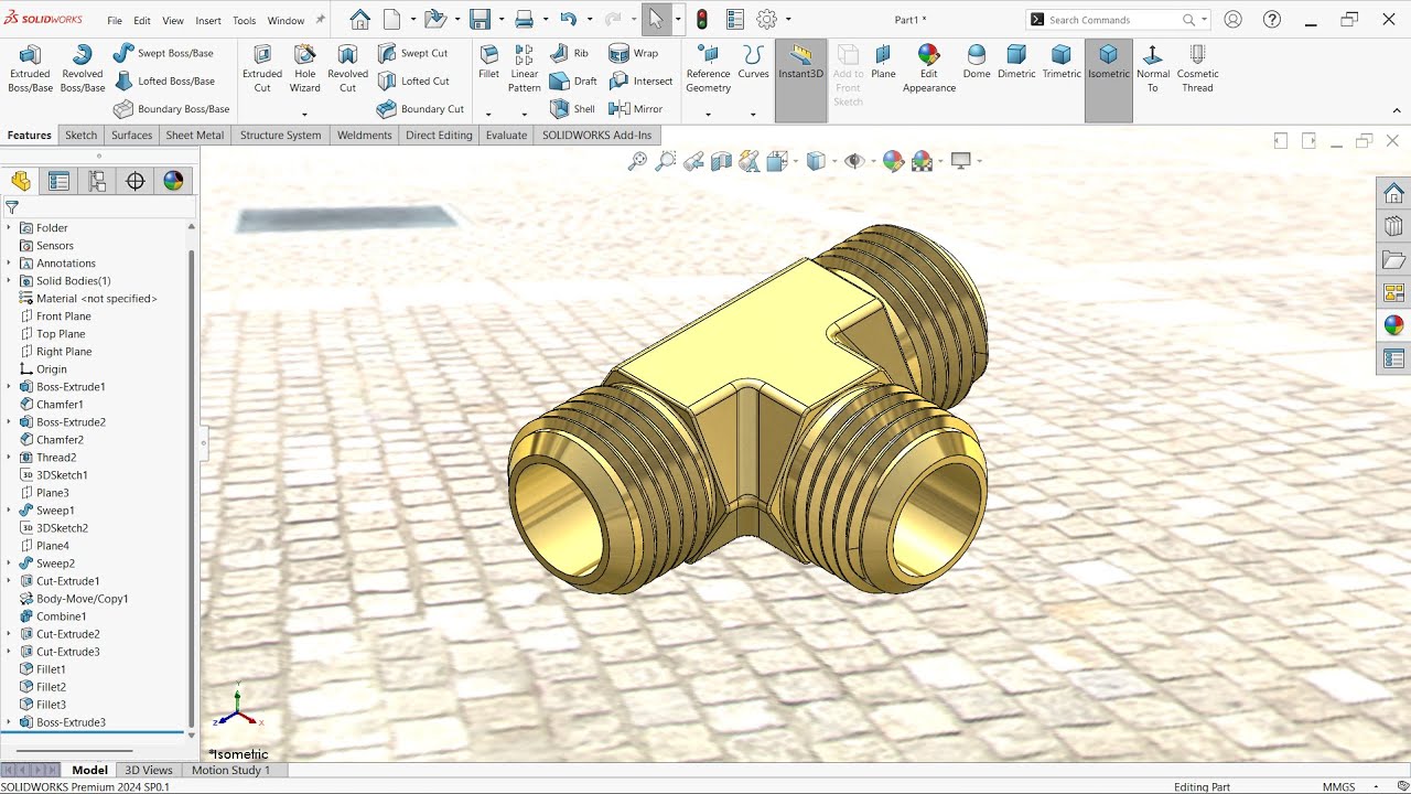SolidWorks exercise T - Joint Modeling