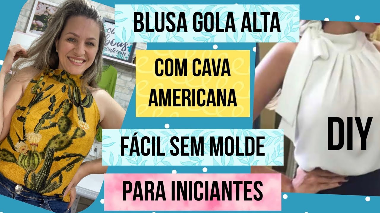 CORTE E COSTURA DE BLUSA COM CAVA AMERICANA- Fácil para iniciantes sem molde, #passoapasso #costura