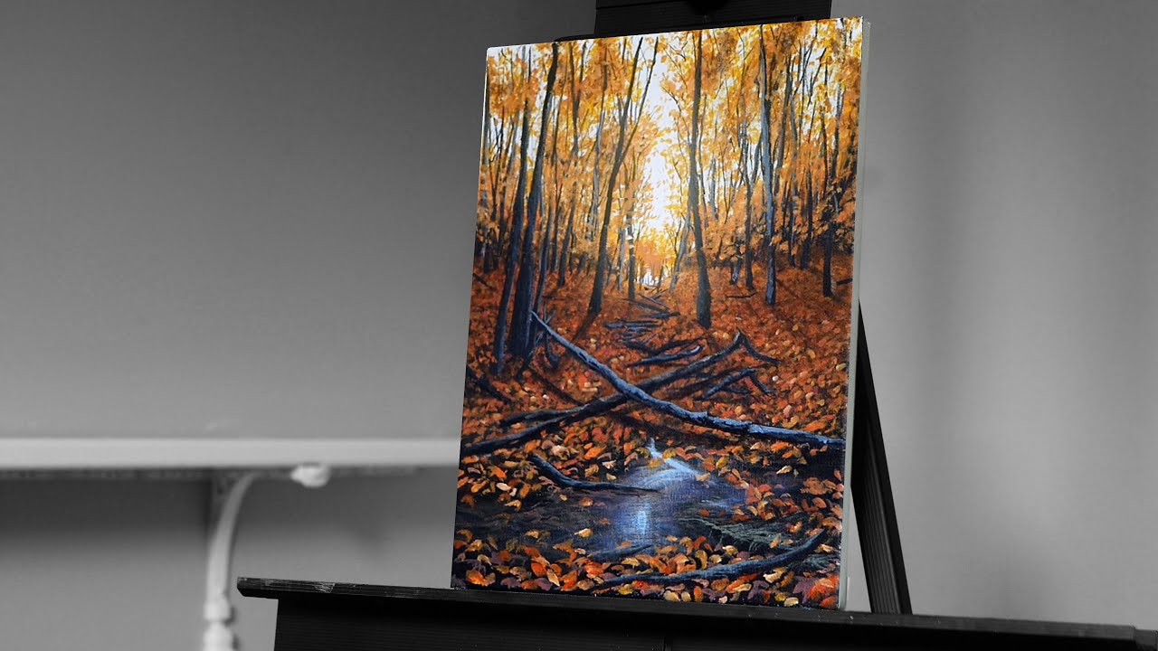 Painting a Fall Forest Landscape with Acrylics - Paint with Ryan