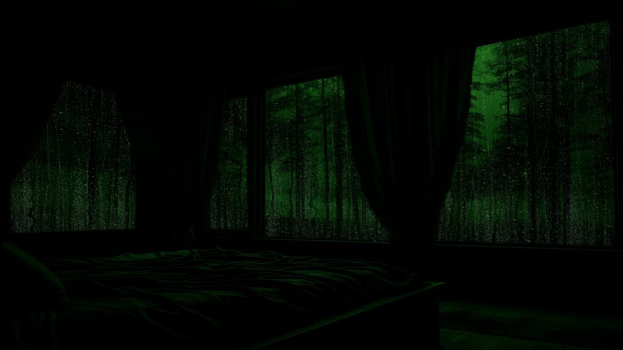 Night Rain Drizzling on Window in Deep Forest | Soothing Rainstorm for Anxiety and Inner Calm