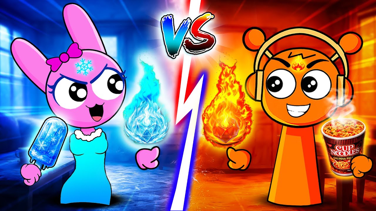 Ice vs Fire Powers Go Wild! PINKI & OREN’s Epic House Battle ❄️🔥(Sprunki in Real Life)