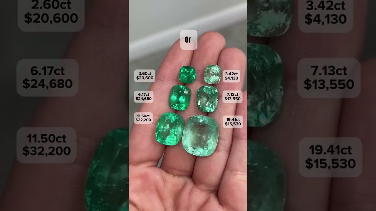 Authentic Real Natural Large Loose Colombian Emerald Cushions - How much are loose emeralds worth?