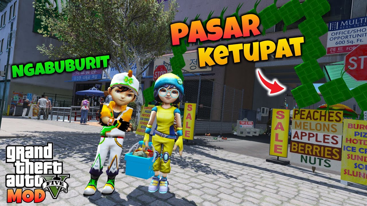 BOBOIBOY SORI DAN YING NGABUBURIT KE PASAR - GTA 5