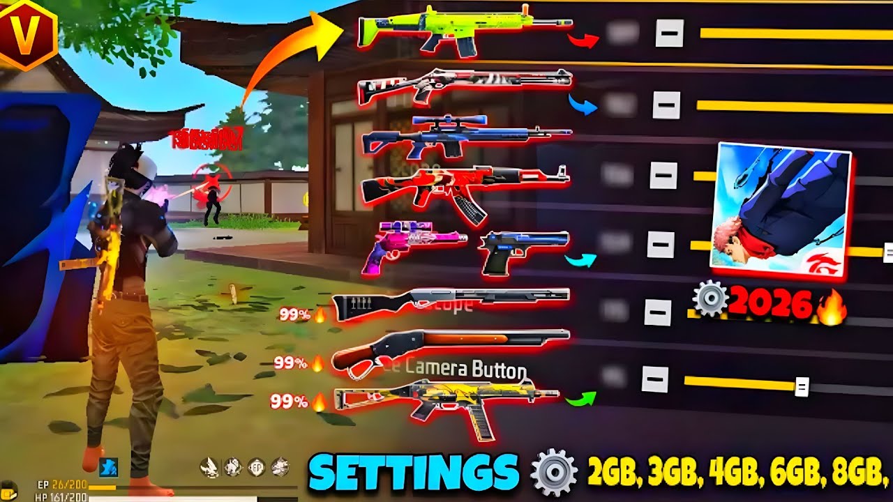 All Gun Headshot Sensitivity Setting After New OB52 Update | Free Fire Max Auto Headshot Sensitivity
