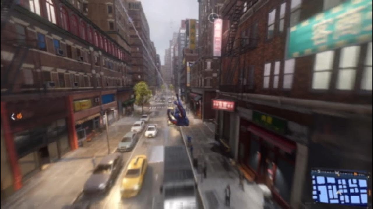 Spider-Man swings