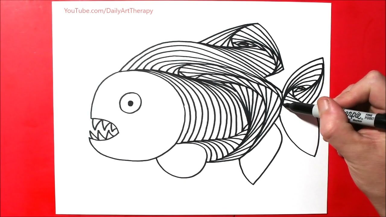 How to Draw a Piranha Fish | Mesmerizing Spiral Drawing / Spiral Drawing / Satisfying & Relaxing