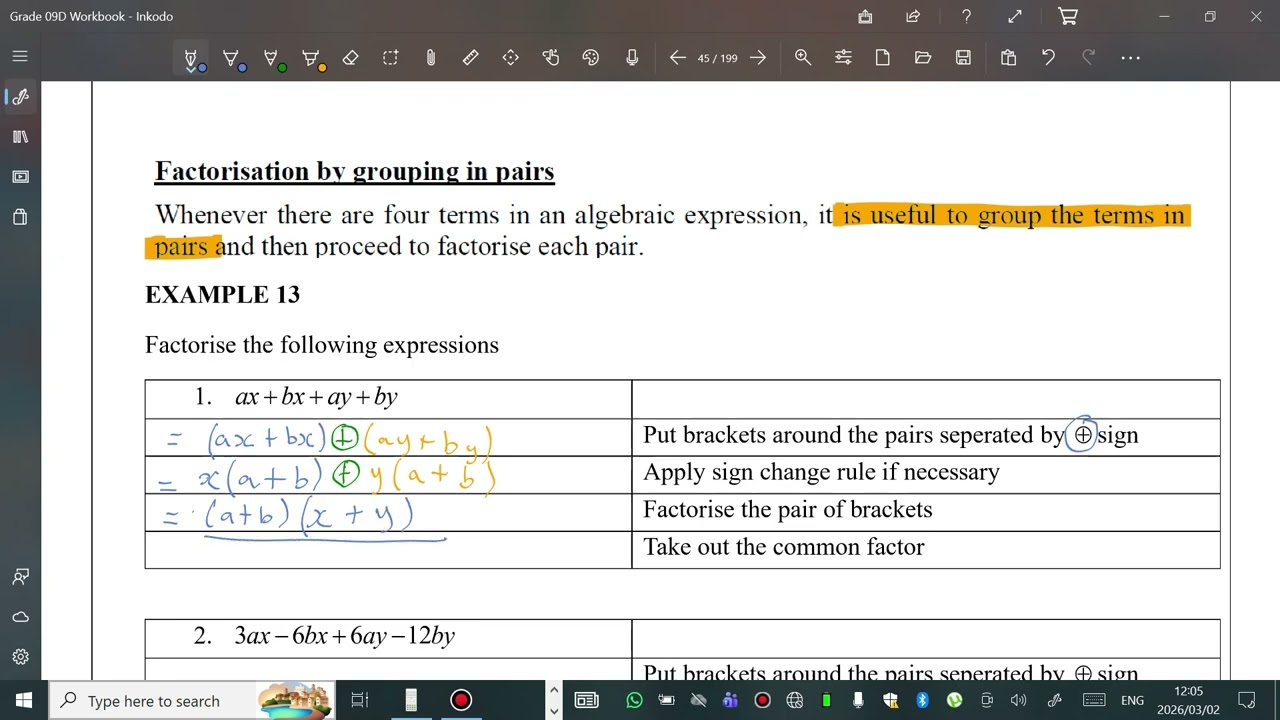 Factorise by grouping Examples
