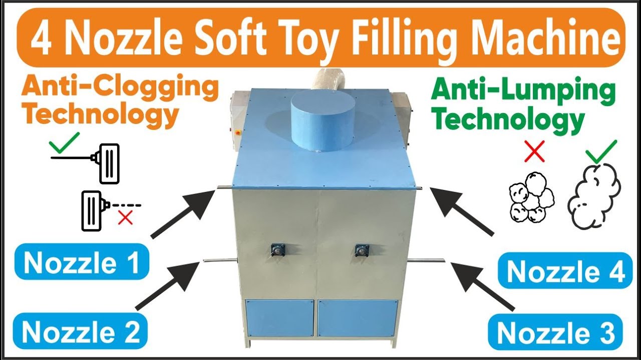 Toy Stuffing Machine Plush Toy Filling Machine With 4 Filling Nozzle and Anti-Lumping Anti-Clogging