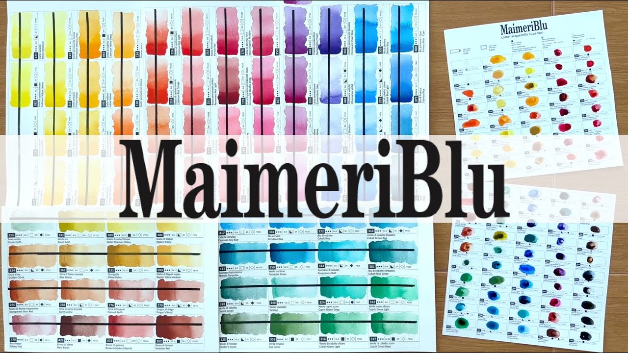 ONLY SINGLE PIGMENTS! Maimeri Blu dot card - FULL RANGE Swatching