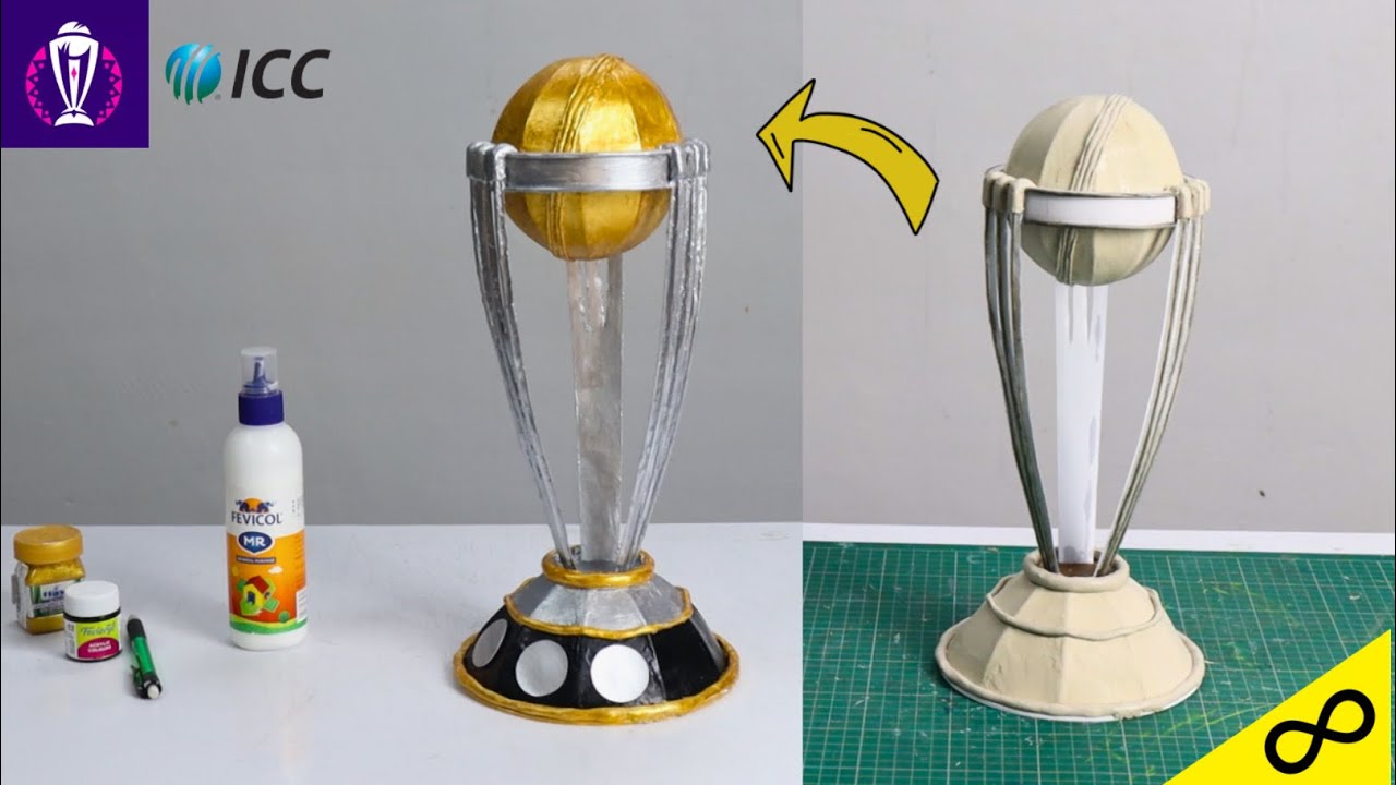 DIY ICC Men’s Cricket World Cup trophy ( क्रिकेट  वर्ल्ड कप ट्रॉफी कैसे बनाएं