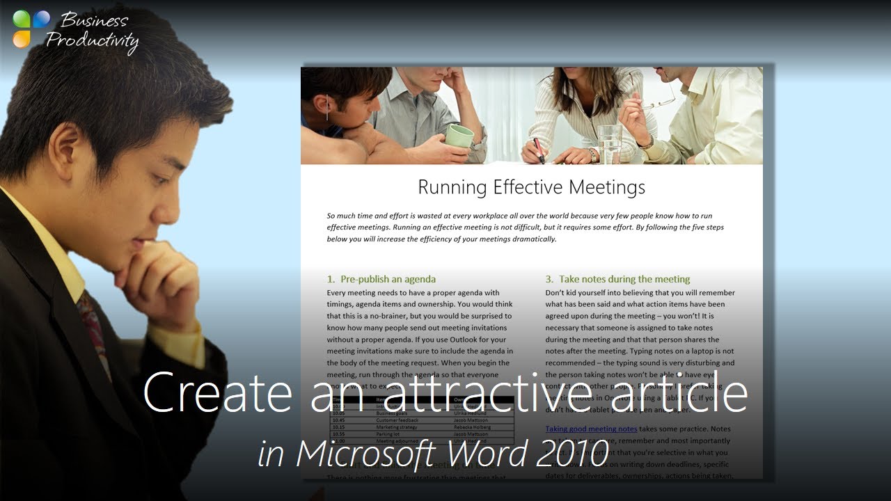 Создайте привлекательную статью в Microsoft Word 2010.