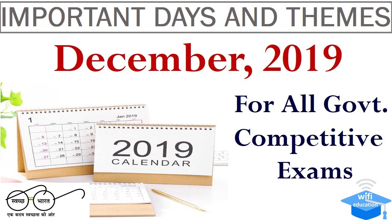 All Important Days in December 2019 with Themes