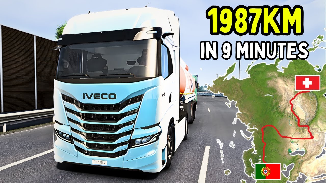 Switzerland To Portugal In Just 9 Minutes | Ets2 Timelapse