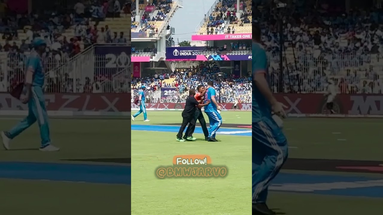 Jarvo 69 Making his debut in the Cricket World Cup for India and talks to his friend Virat Koli.