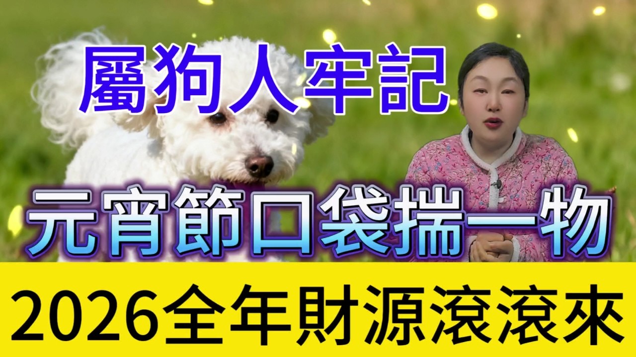 錯過真要哭！致所有屬狗的朋友：3 月 3 號元宵節，別隻顧着吃湯圓！在口袋裡放這幾個吉祥物，爲 2026 馬年討個好彩頭，全年財源不斷，富貴逼人！萬事順遂！#運勢 #補財庫旺財氣 #正能量 #財富