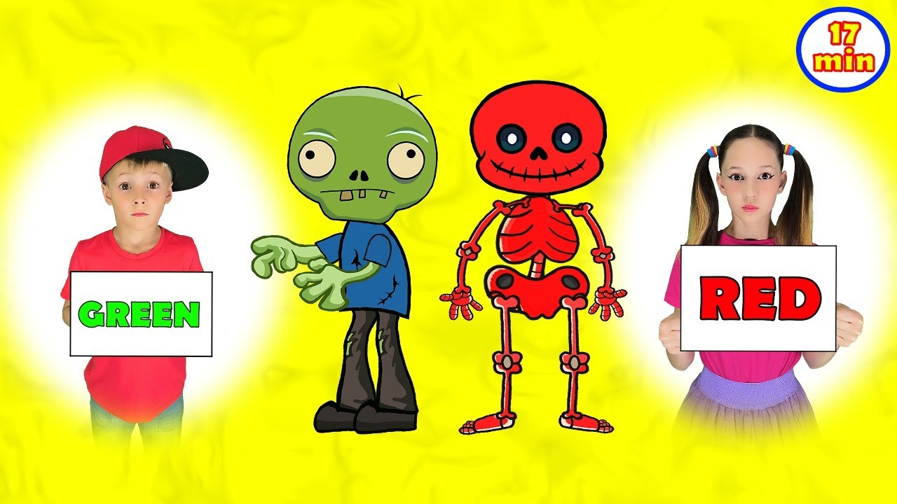Red skeleton, yellow zombie, green alien blue monster +MORE Monster songs |Best Kids Halloween Songs