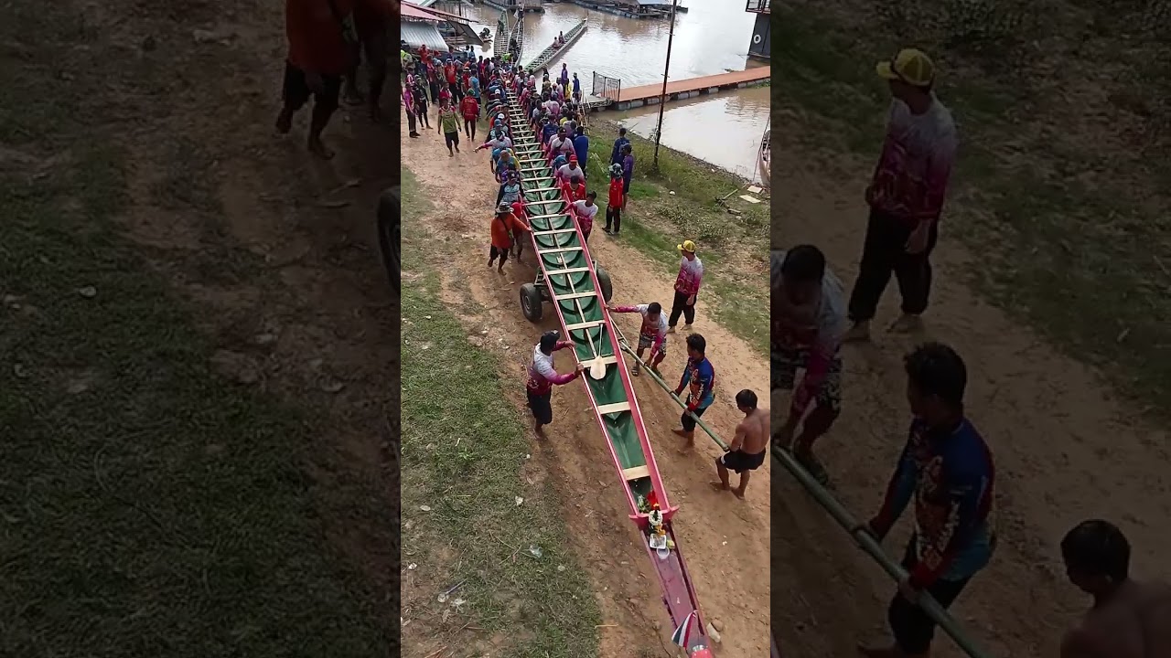 บรรยากาศนำเรือขึ้นเก็บไว้หลับแข่งเสร็จ