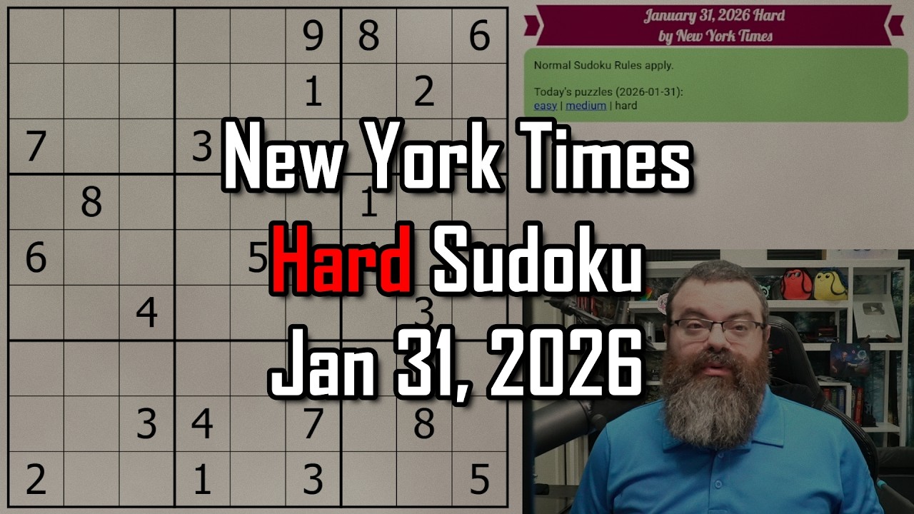 NYT Hard Sudoku Walkthrough | Jan 31, 2026