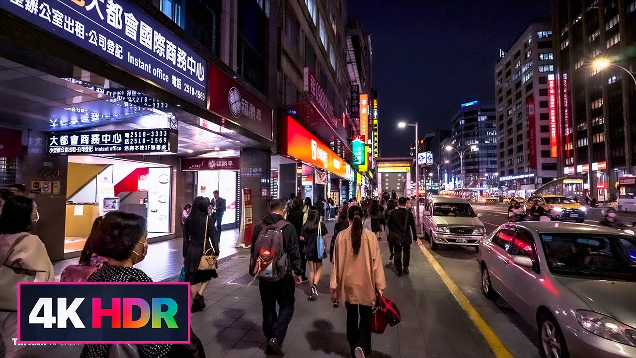 Taipei Walk-沿著南京東路散步(小巨蛋站⇢中山站)Walk along Nanjing E. Rd. during off hours｜4K HDR