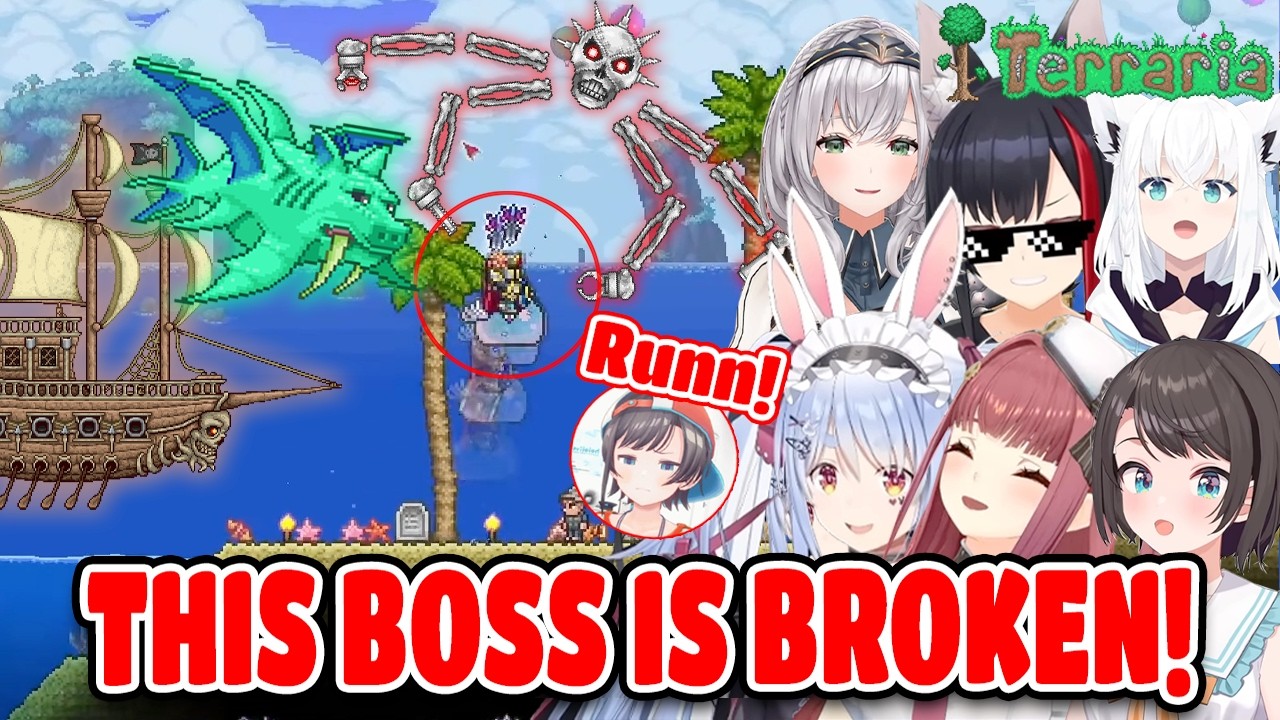 Hololive Girls Take on Duke Fishron and Other Bosses Unprepared in Terraria Hololive【ENG SUB】