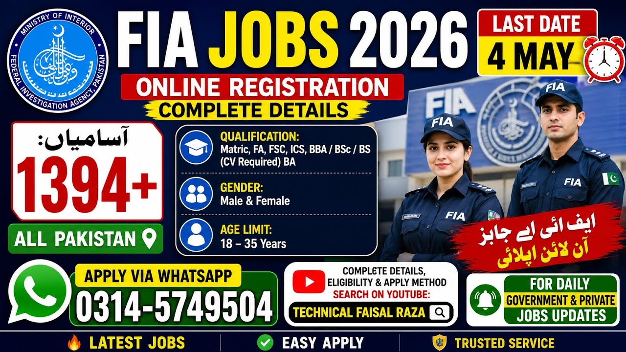 FIA Jobs 2026 | Federal Investigation Agency Jobs 2026 | How to Apply Online Full Details