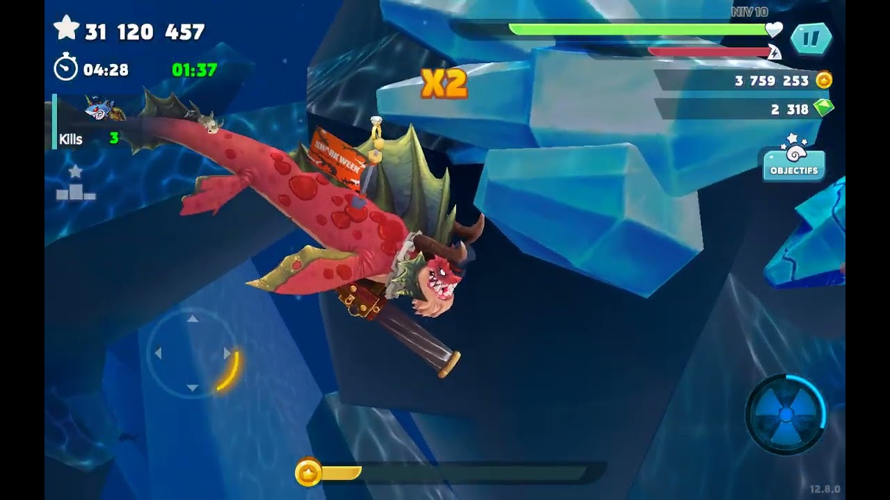 J'essaye Sharknarok 🐍🦈🔴⚡💪 avec vous (Hungry shark évolution)