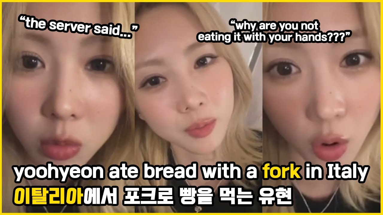 yoohyeon ate bread with a fork in 🇮🇹 | 이탈리아에서 포크로 빵을 먹는 유현