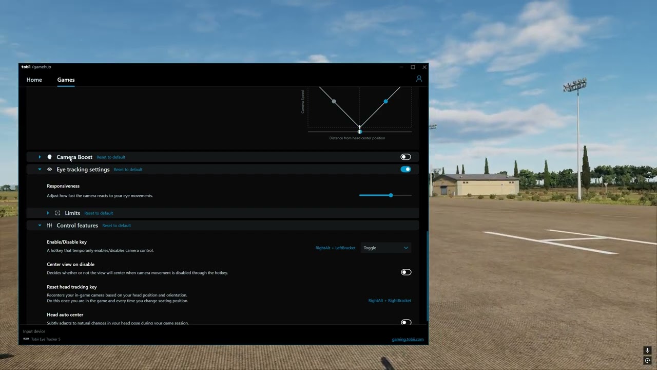 DCS | Tobii Game Hub v4.1.1 | Settings | Tobii Eye Tracker 5
