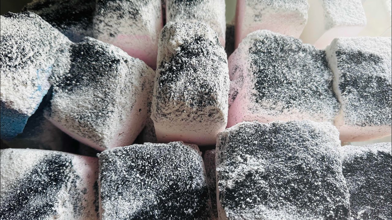 Fluffy Gym Chalk ASMR | Mass Full Block Reform and Soft Powder Crush With  Black Glitters#fypシ