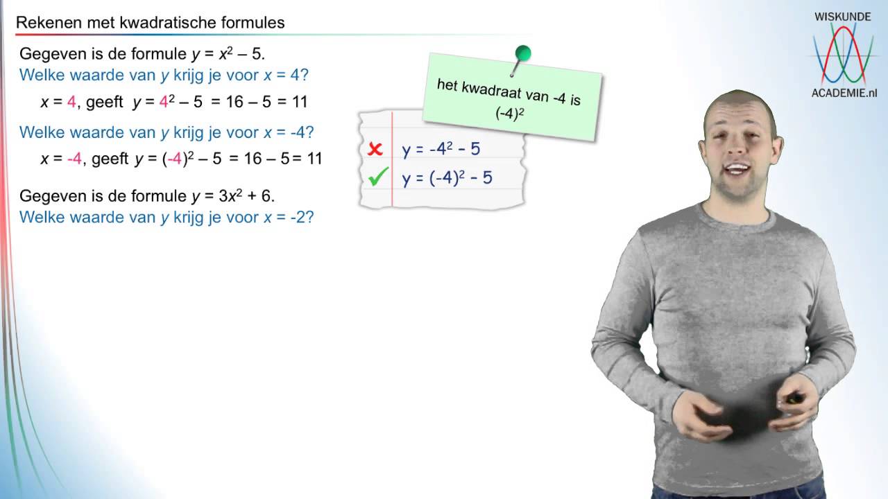 Kwadratische formules - rekenen met kwadratische formules deel 1 - WiskundeAcademie